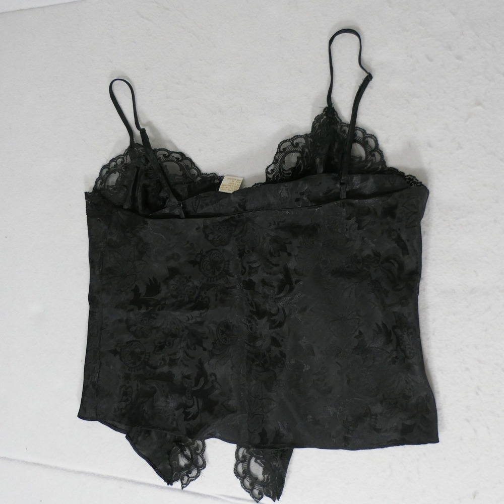 Victoria's Secret Womens Camisole M Black Gold Label Vintage Lace Coquette Goth